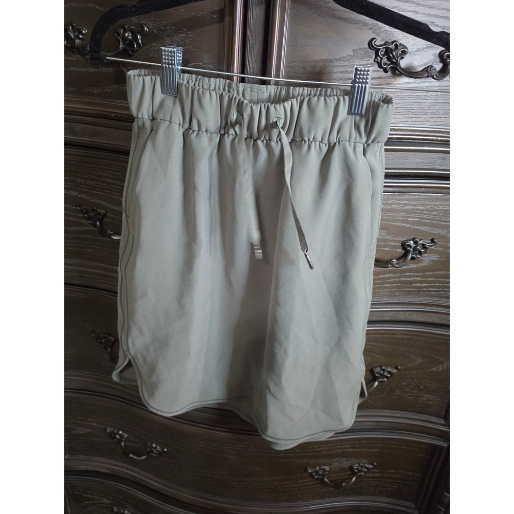 Lululemon Lab Grey Green Drawstring Elastic Waist Skirt Size 4